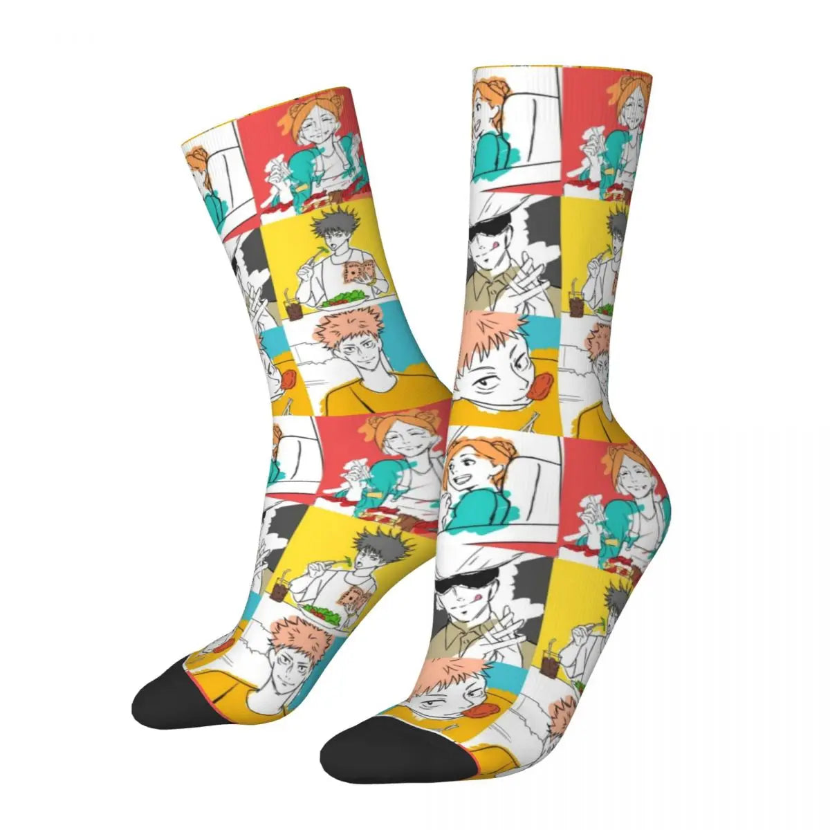 Retro Jujutsu Kaisen Sportsocken – Niedliche Gojo Sensei Polyester-Mittelröhre, Unisex & Schweißabsorbierend