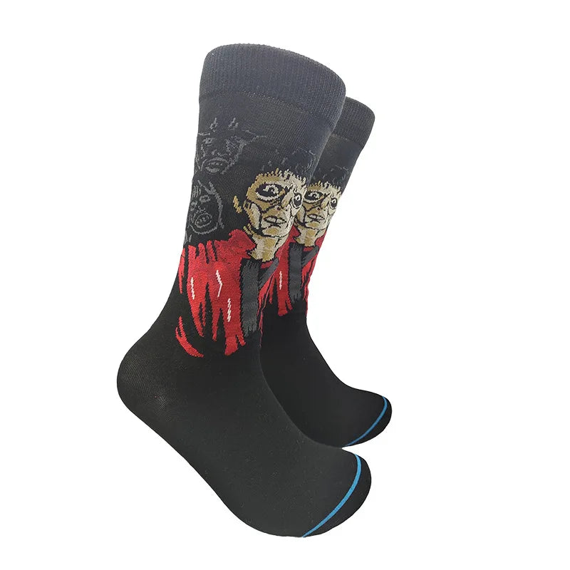 Modische Anime-Socken für Herren – Lustiger Hip-Hop-Stil mit hochwertigen Näh- und Cartoon-Mustern