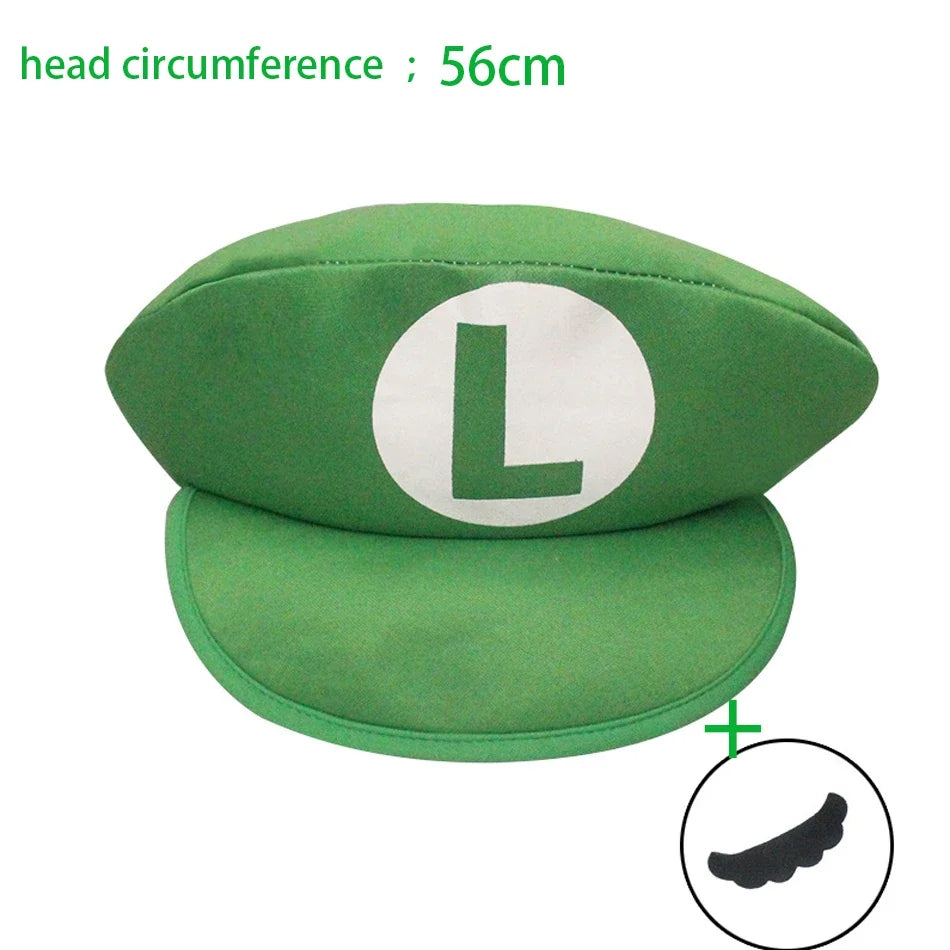Super Mario Bros Luigi Cosplay-Mütze – Klassische Spiel-Anime-Kappe für Kinder & Erwachsene, Halloween- & Partygeschenk