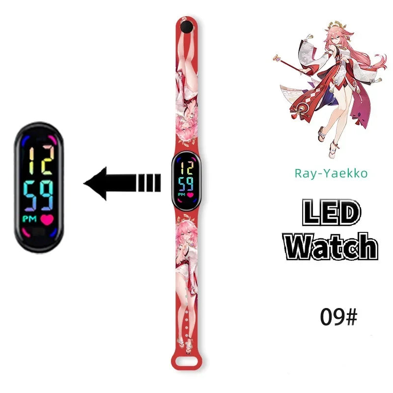 Pokémon & Demon Slayer LED-Uhr – Tanjirou & Nezuko Silikon-Touchscreen, wasserdicht, Sportgeschenk