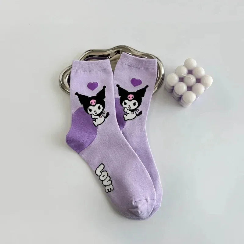 Koreanischer Frühlings- und Sommer-Cartoon-Studentensocken aus weicher Baumwolle, 5-teiliges Set mit Animationsderivat, auffälliges, atmungsaktives Netzgewebe