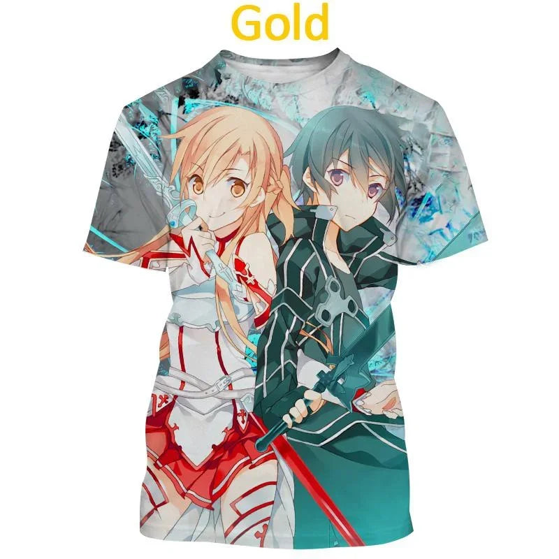 T-shirt Kirito & Asuna Sword Art Online Haut décontracté à manches courtes