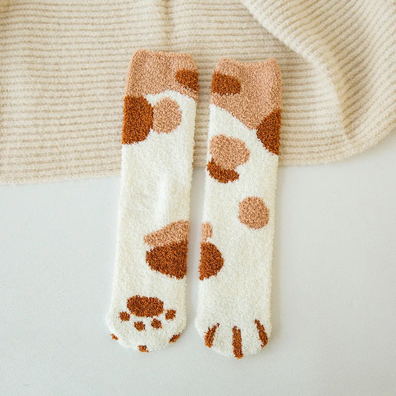 Korallensamt-Katzenkrallensocken – Verdickte Mitte