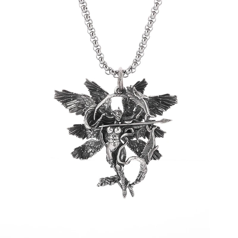 Versilberte Halskette mit Anime-Mecha-Girl-Anhänger – trendiger Hip-Hop-Rock-Punk-Schmuck für Männer und Frauen | Geschenkidee