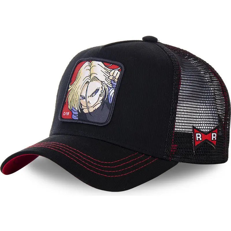 Dragon Ball Anime Son Goku Baseballkappe – verstellbare Trucker-Mütze aus Netzstoff