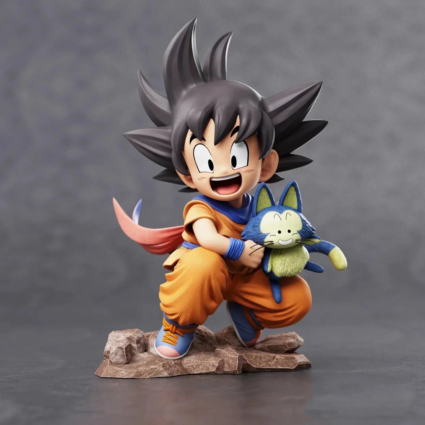 10 cm große Figur aus der Dragon Ball Q-Version – Goku aus der Kindheit hält Poole, PVC-Sammelmodell und dekoratives Geschenkspielzeug