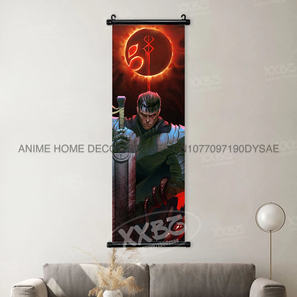 Berserk Poster Black Swordsman Wall Artwork Scrolls Anime Home Decoration