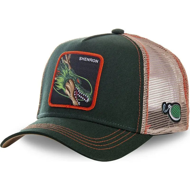 Dragon Ball Anime Son Goku Baseballkappe – verstellbare Trucker-Mütze aus Netzstoff