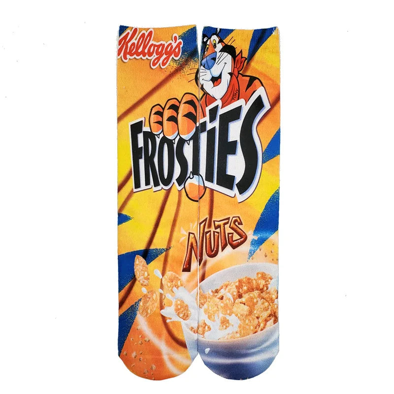 1 Pair Art Socks Potato Chips Knee High Socks Cotton Art Long
