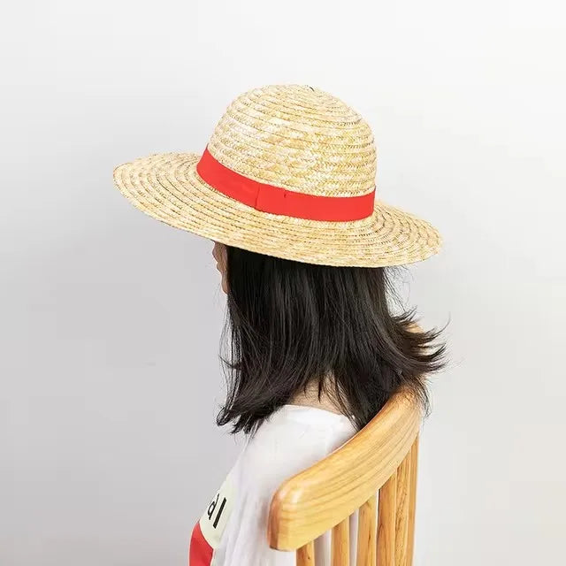 One Piece Monkey D. Luffy Cosplay-Strohhut – Unisex-Sommer-Sonnenkappe & Halloween-Requisite