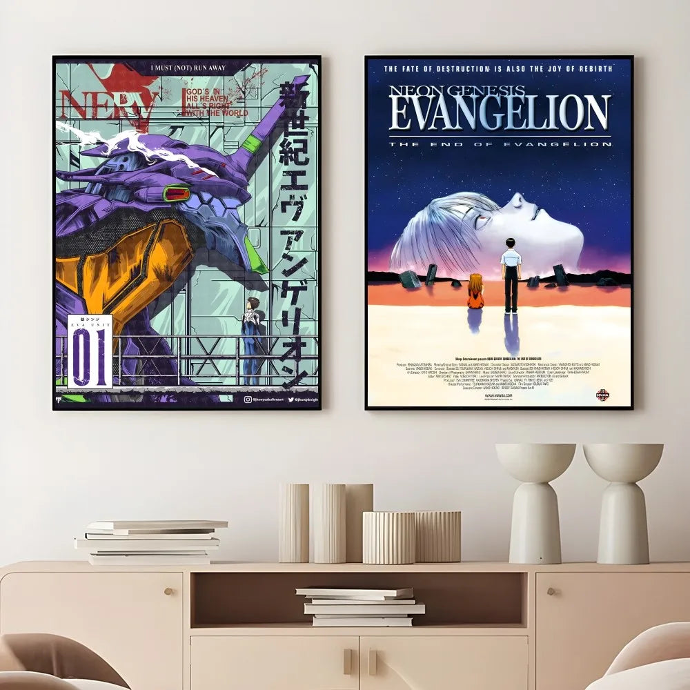 Anime N-Neon G-Genesis E-Evangelions Cooles Poster, klebrige Wandkunst, wasserdichte Heimdekoration