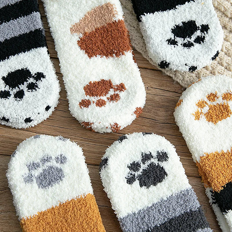 Korallensamt-Katzenkrallensocken – Verdickte Mitte