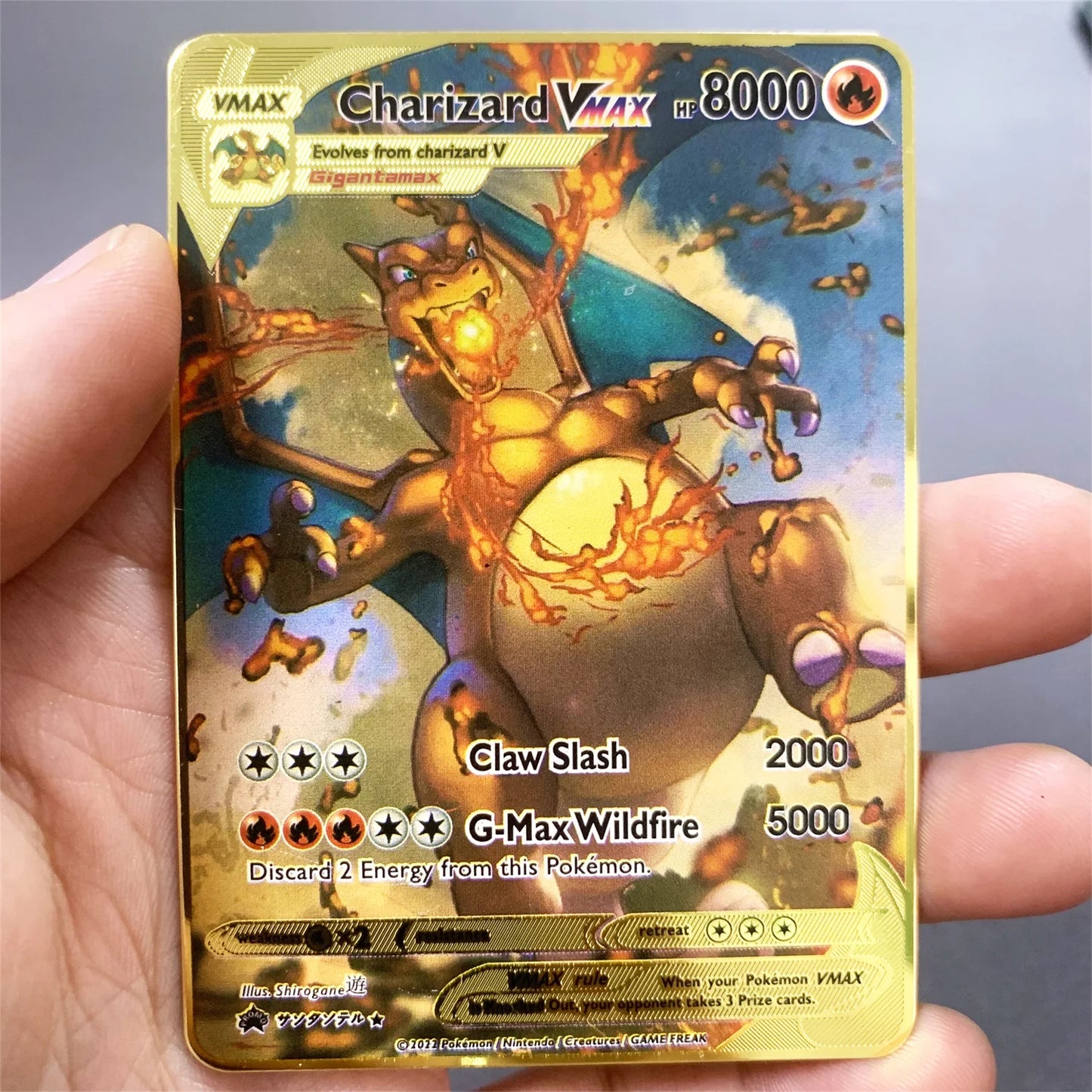 Pokemon Metall Karte 10000 Punkte Arceus Charizard Raichu Super Karte Goldene Englisch Anime Sammlung Karten