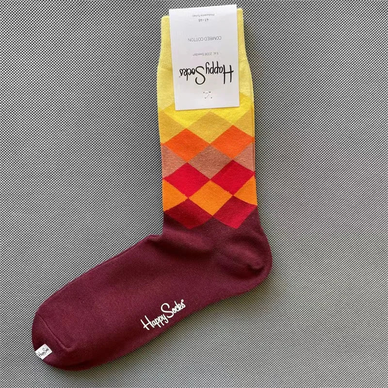 Diamond Check Happy Socks für Herren – Geometrische Sportsocken aus Baumwolle (Größe 41–46)