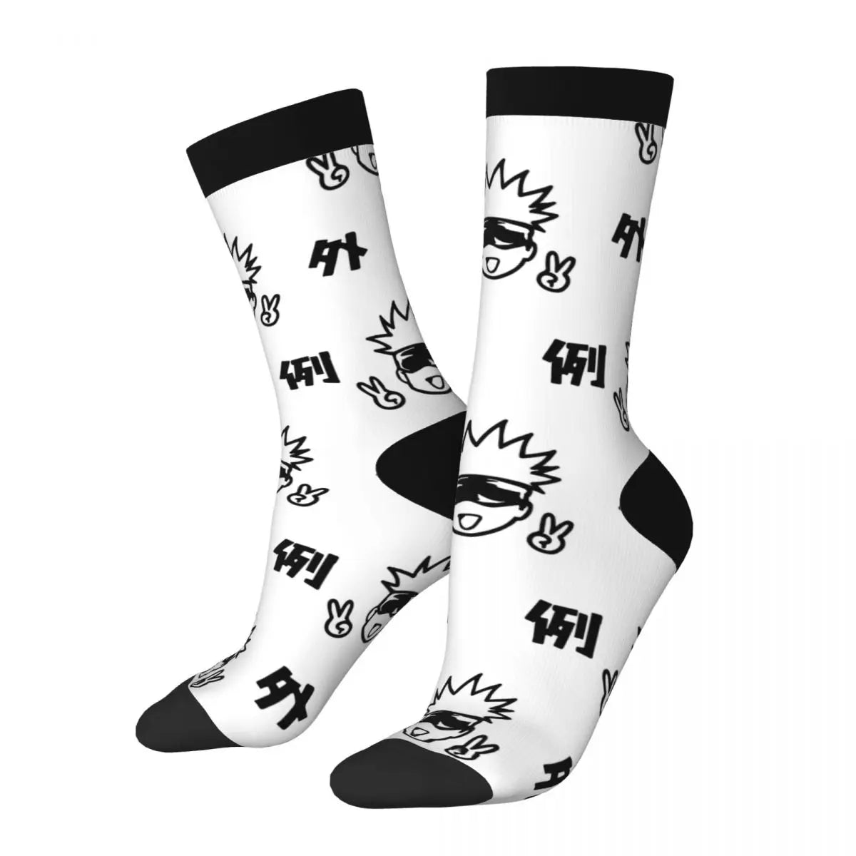 Retro Jujutsu Kaisen Sportsocken – Niedliche Gojo Sensei Polyester-Mittelröhre, Unisex & Schweißabsorbierend