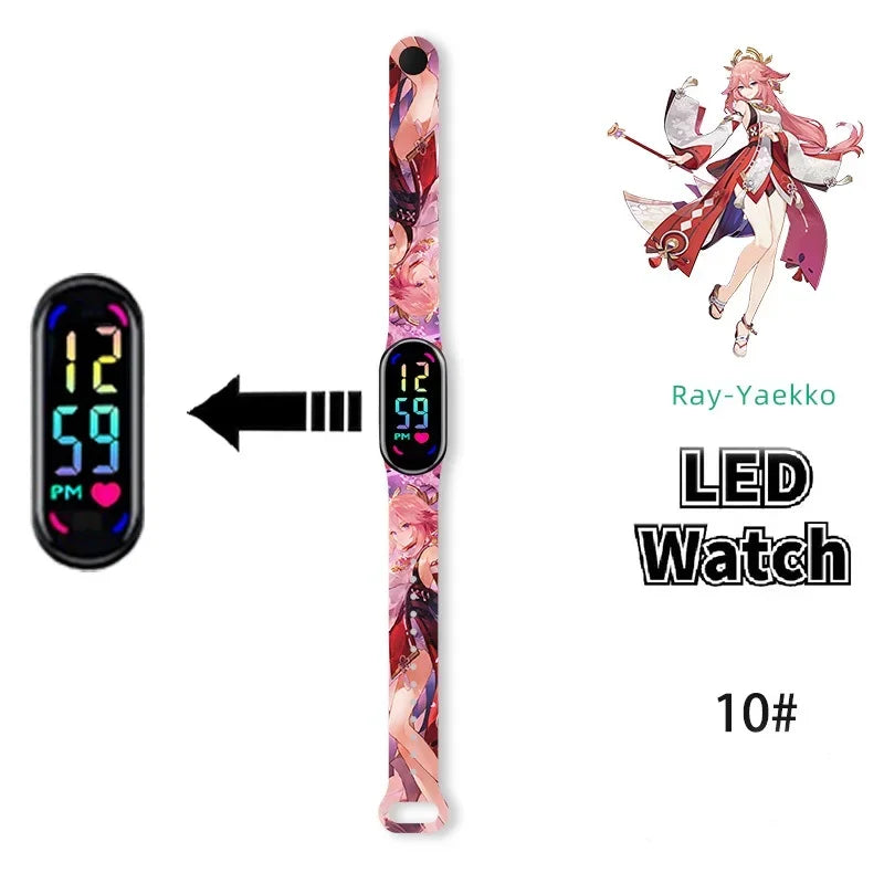 Pokémon & Demon Slayer LED-Uhr – Tanjirou & Nezuko Silikon-Touchscreen, wasserdicht, Sportgeschenk