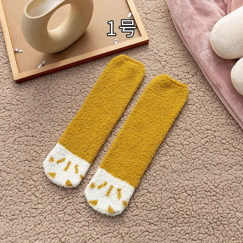 Korallensamt-Katzenkrallensocken – Verdickte Mitte