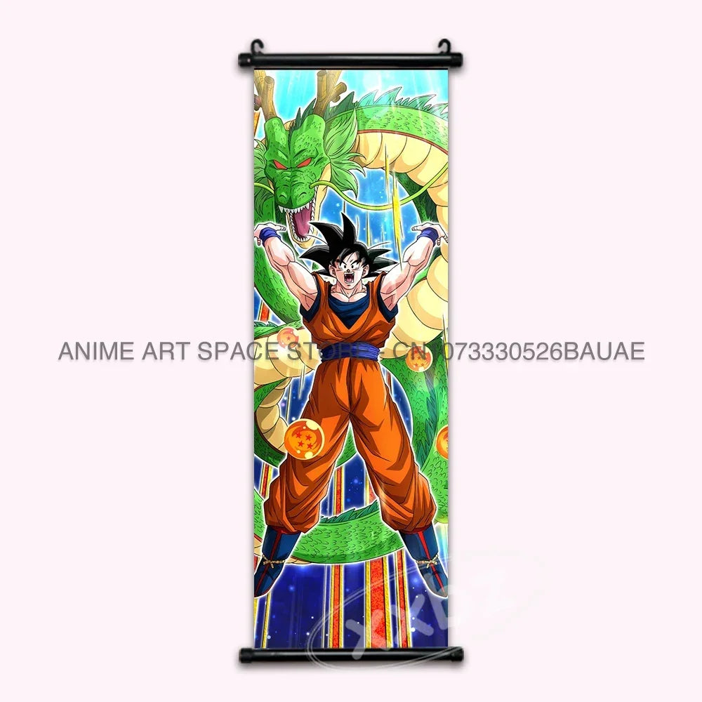 Dragon Ball Z Hanging Paintings Room Decorative Poster Anime Saiyan Scrolls Picture Wall Art