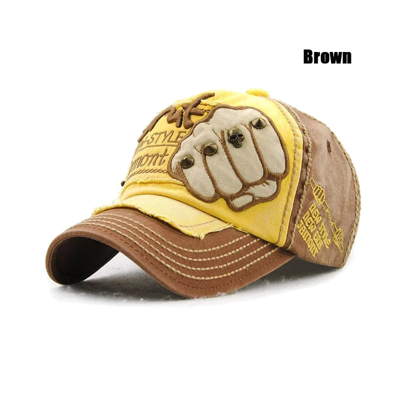 Modische Unisex-Baseballkappe – verstellbarer Hip-Hop-Sonnenhut mit Faustnieten-Patch