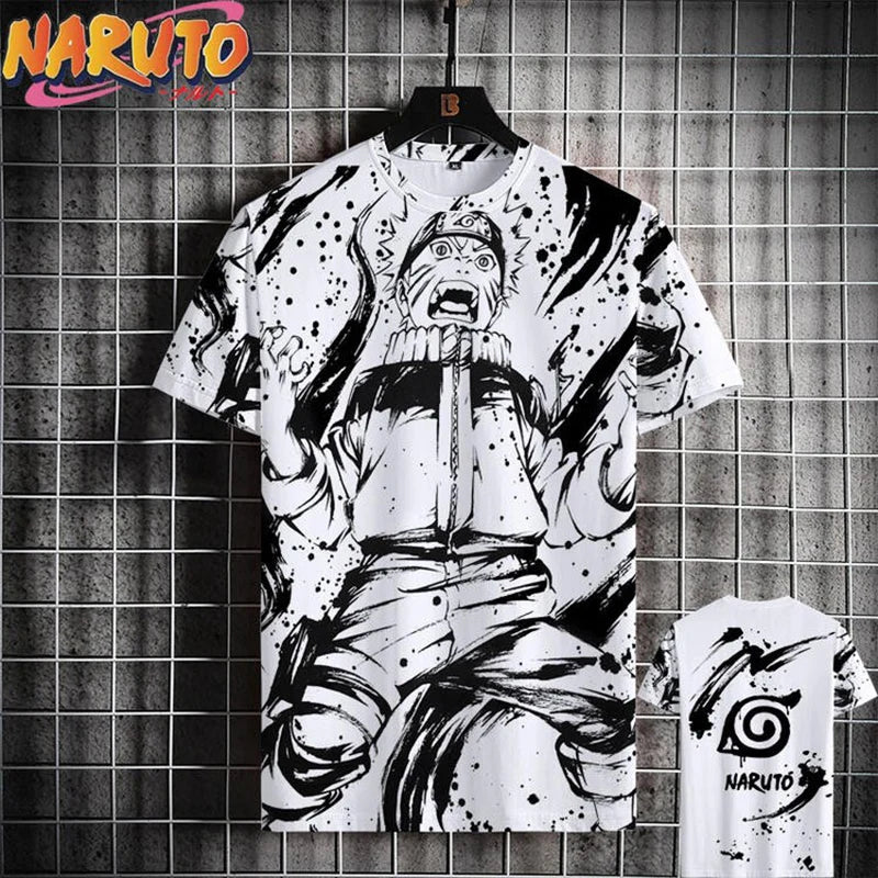 MINISO Men’s T-Shirt – Japanese Anime 3D Print Summer Casual Oversized Streetwear Tee