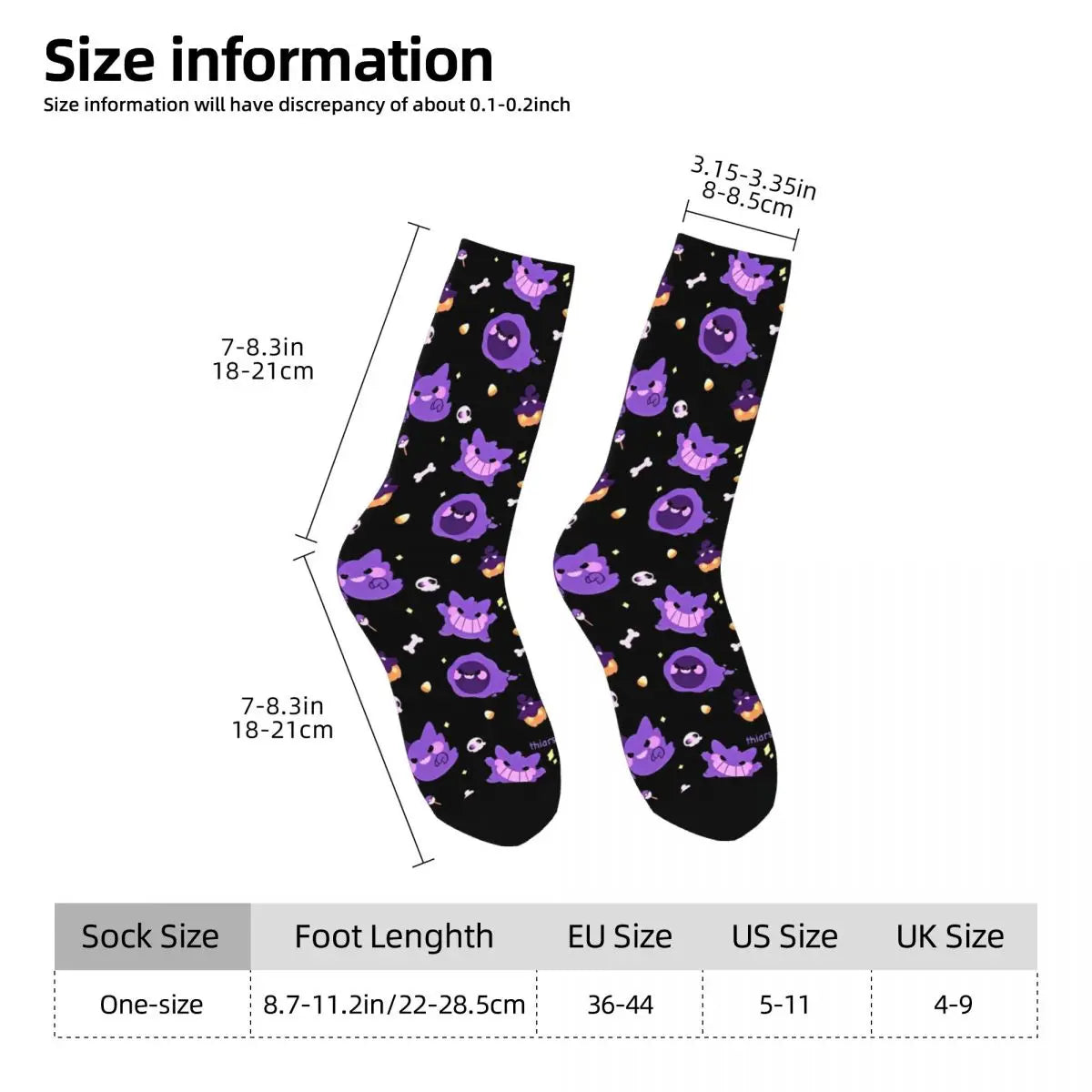 Japanische Anime Pokémon Gengar Socken – trendige, rutschfeste, atmungsaktive Radstrümpfe für Männer und Frauen