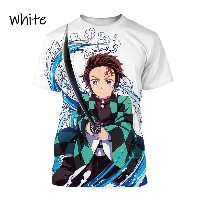 Demon Slayer Kamado Tanjirou T-Shirt 3D Printed Personality Round Neck