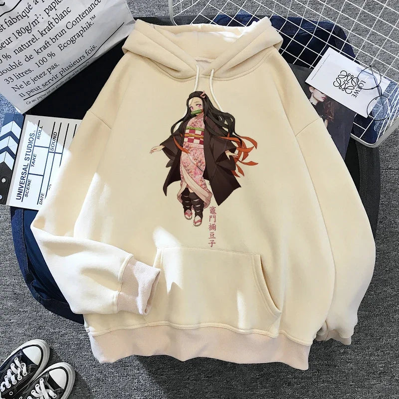 Kimetsu No Yaiba Sweatshirt – Anime Demon Slayer Hoodie mit Tanjiro & Nezuko, Harajuku Kawaii Style