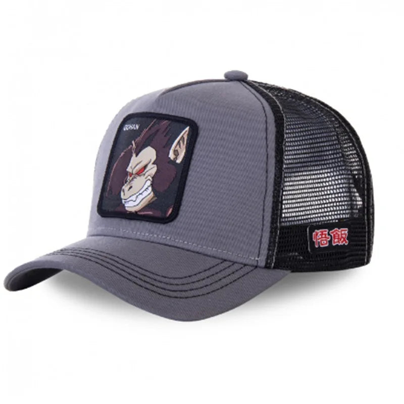 Dragon Ball Anime Son Goku Baseballkappe – verstellbare Trucker-Mütze aus Netzstoff