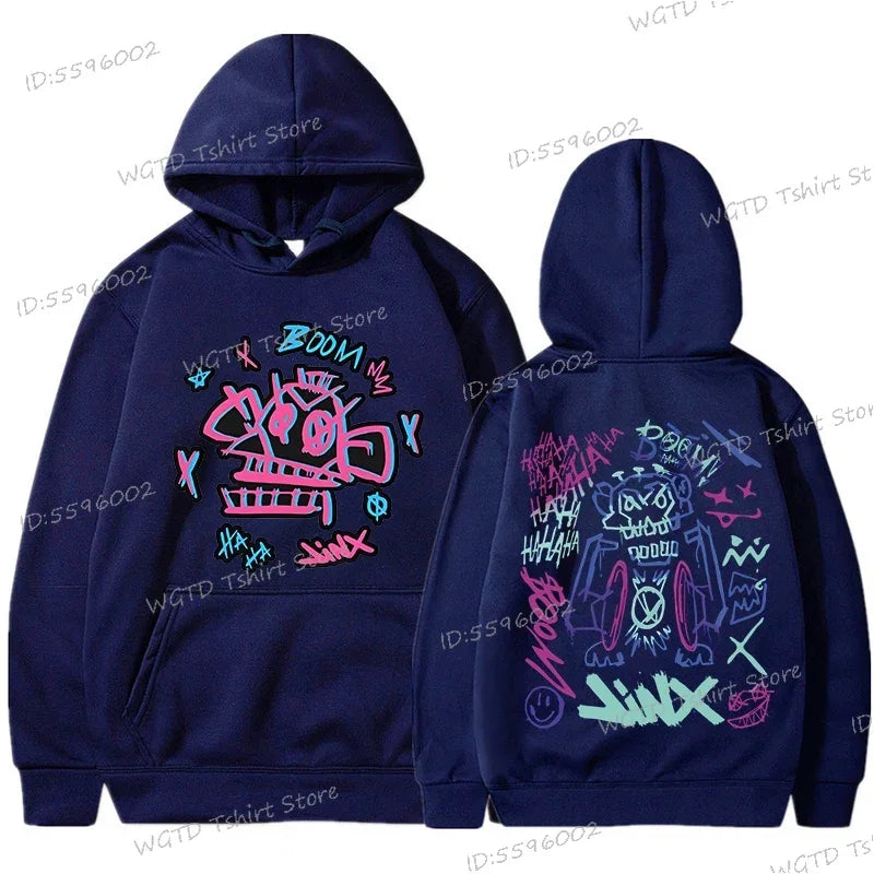 Arcane Jinx Anime Hoodie – Lässiger Pullover für Männer und Frauen, Streetwear für Spieleliebhaber und Fans