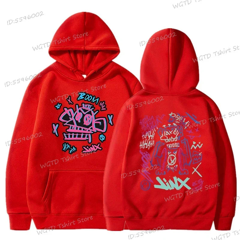Arcane Jinx Anime Hoodie – Lässiger Pullover für Männer und Frauen, Streetwear für Spieleliebhaber und Fans