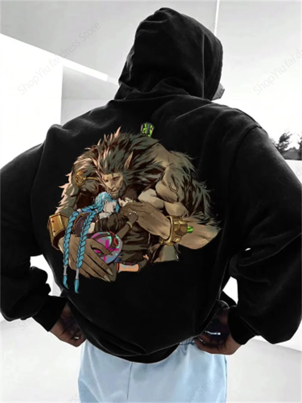 Anime Arcane League Jinx 3D-Druck-Kapuzenpullover – Übergroßes grafisches Sweatshirt für Männer und Frauen