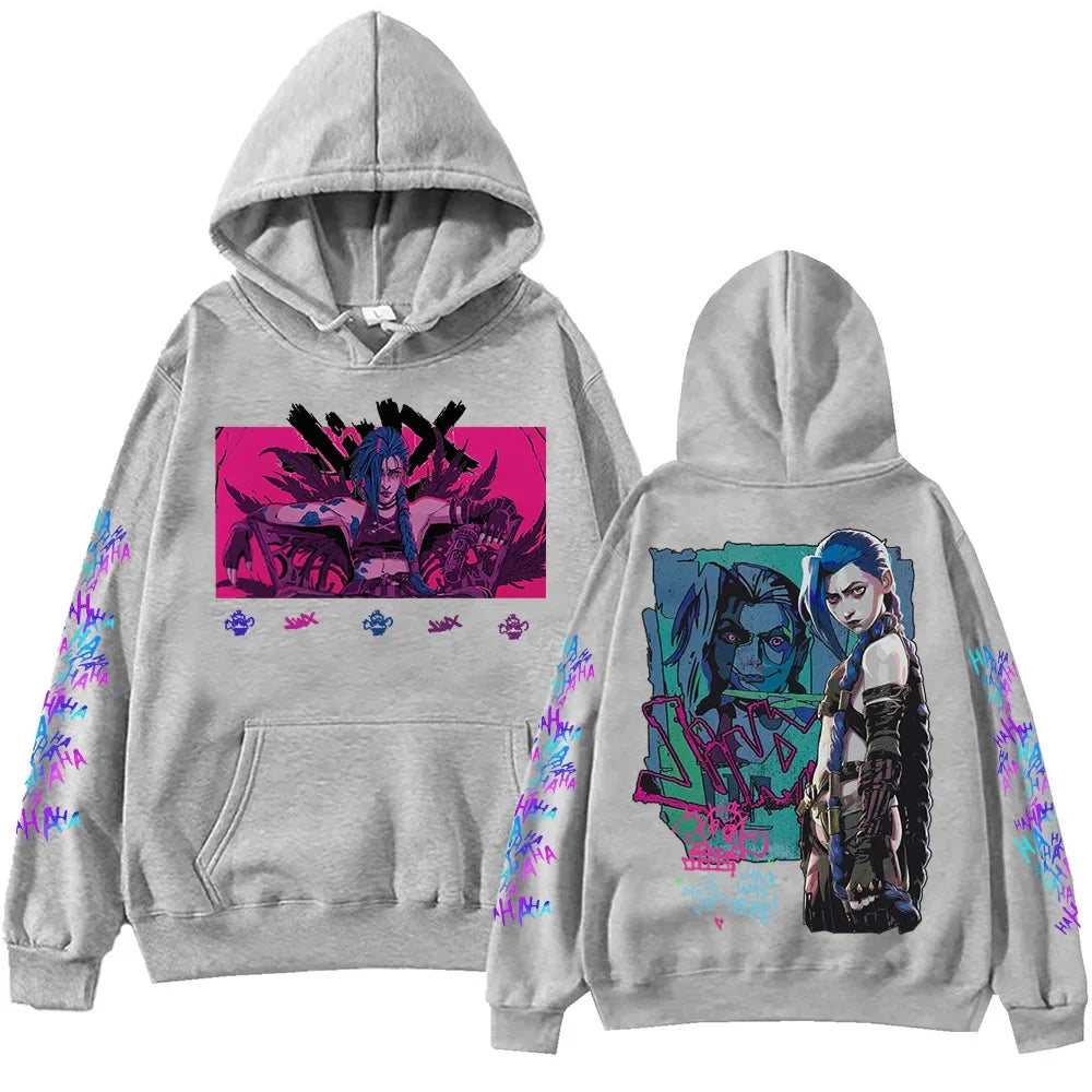 Heißer Anime Jinx Arcane Hoodie – Harajuku Hip Hop Pullover Sweatshirt, Geschenk für beliebte Musikfans