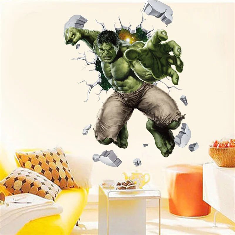 3D Stereoskopische Wirkung Avengers Wandaufkleber für Kinder Marvel Superhero Movie Poster Dekoration