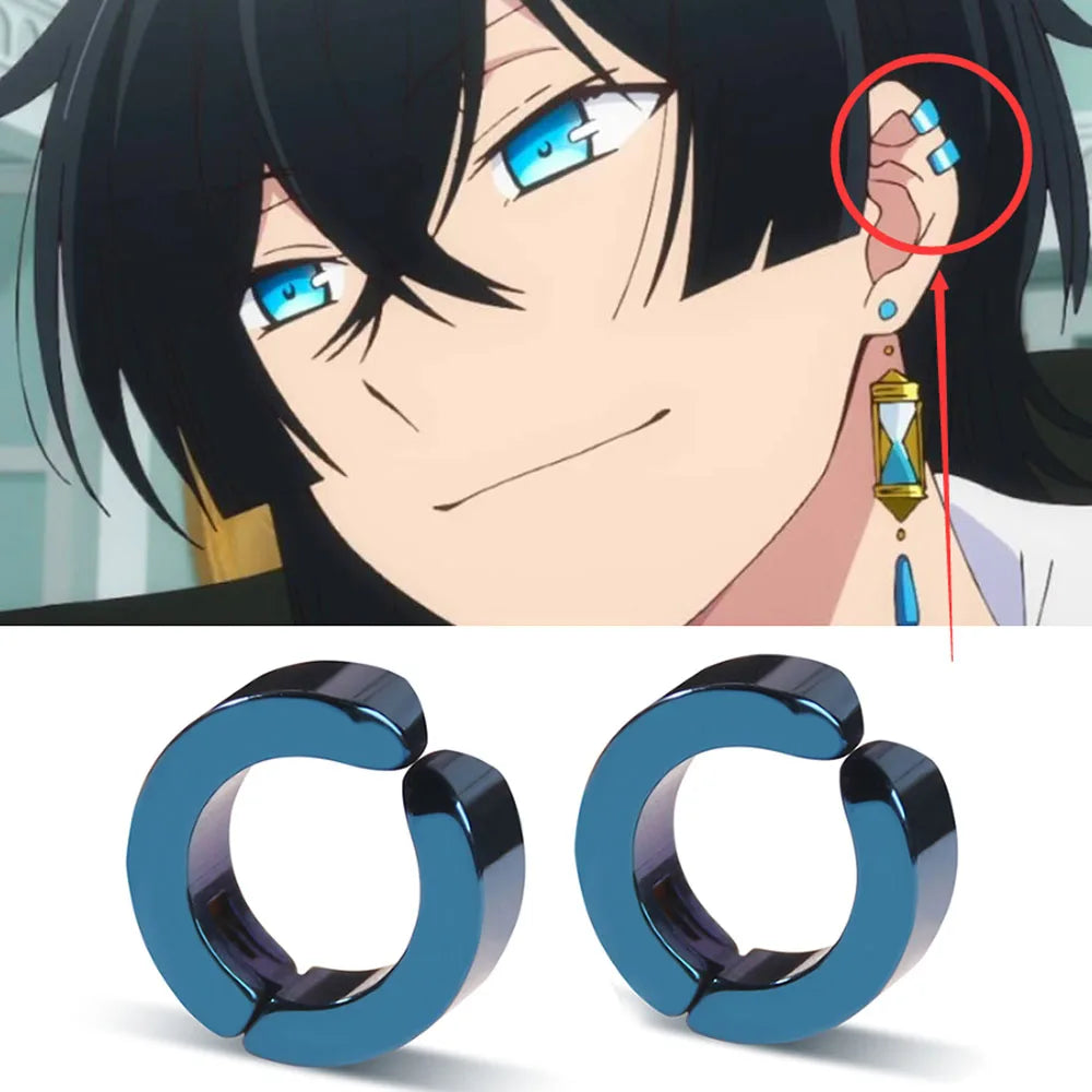 Die Fallstudie der Vanitas-Ohrstecker – Anime-Ohrclip aus blauem Knochen, Cosplay-Schmuck aus Edelstahl