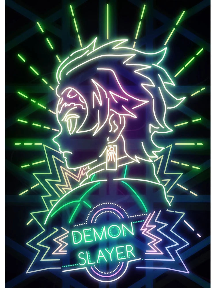 Neon-Stil Poster Leinwand Malerei Japan Anime Cartoon Figur Wandkunst für Wohnzimmer Home Decor ungerahmt