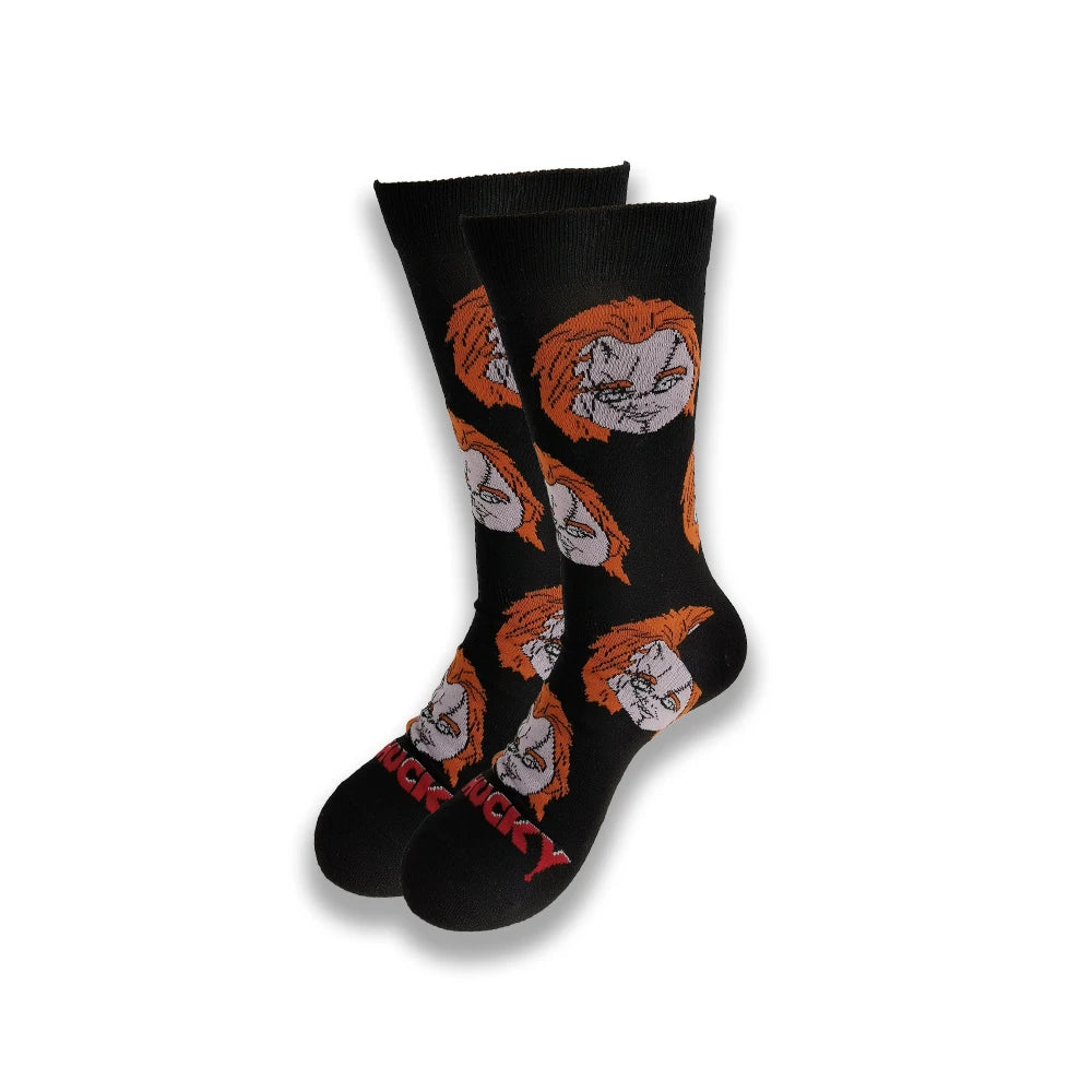 Lustige Socken mit Cartoon-Anime-Print – Personalisierter atmungsaktiver Baumwoll-Hip-Hop-Stil für Männer und Frauen