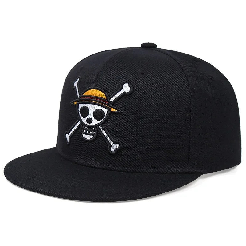 Anime ONE PIECE Baseballkappe – Snapback-Mütze mit Luffy-Totenkopf-Stickerei für Männer und Frauen, Hip-Hop-Freizeitgeschenk