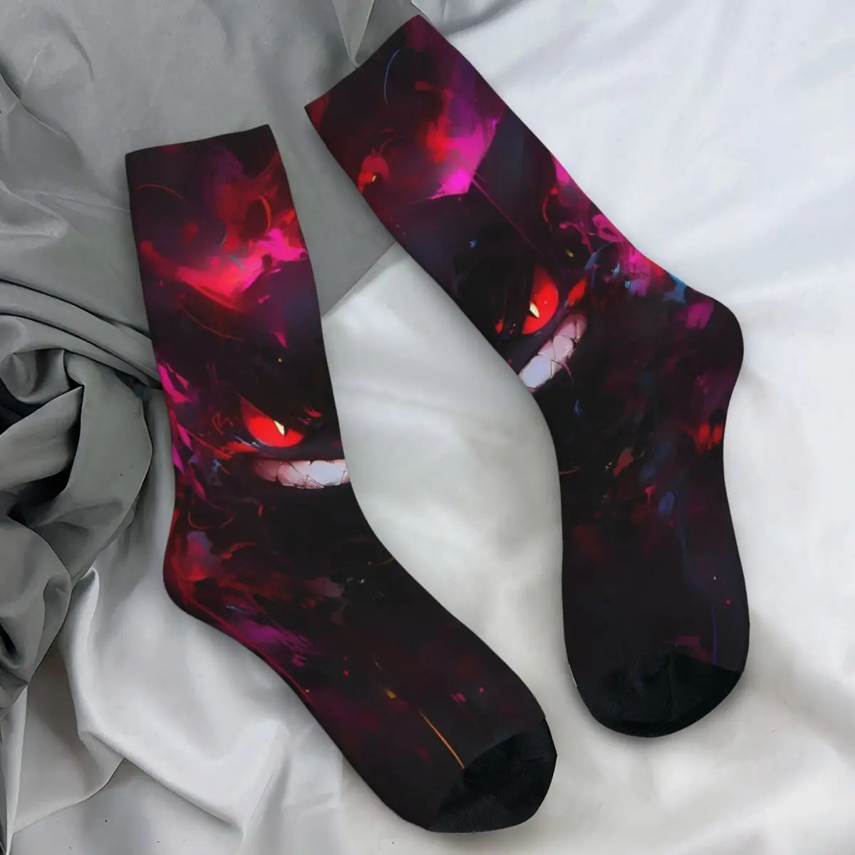 Japanische Anime Pokémon Gengar Socken – trendige, rutschfeste, atmungsaktive Radstrümpfe für Männer und Frauen