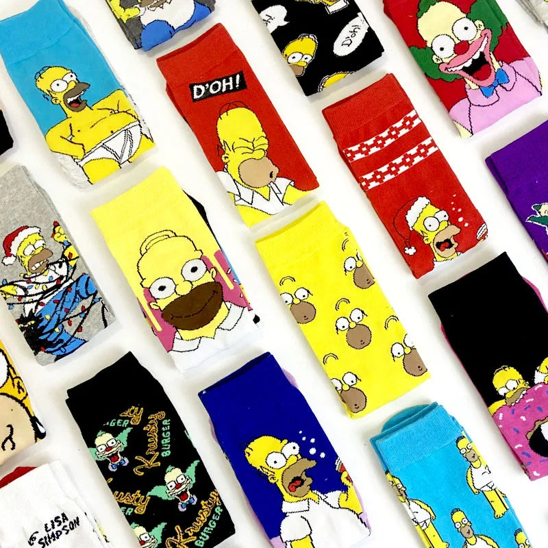 1 Pair The Simpsons Harajuku Socks – Cartoon Middle Tube Cotton for Men & Women