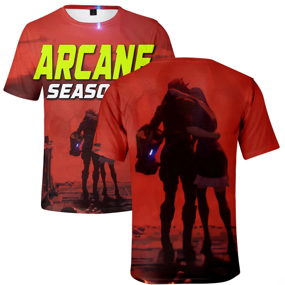 Arcane League Jinx 3D Printed T-Shirt for Men Women Adult Anime Fashion Harajuku Cartoon Cosplay Clothing Short Sleeve Top