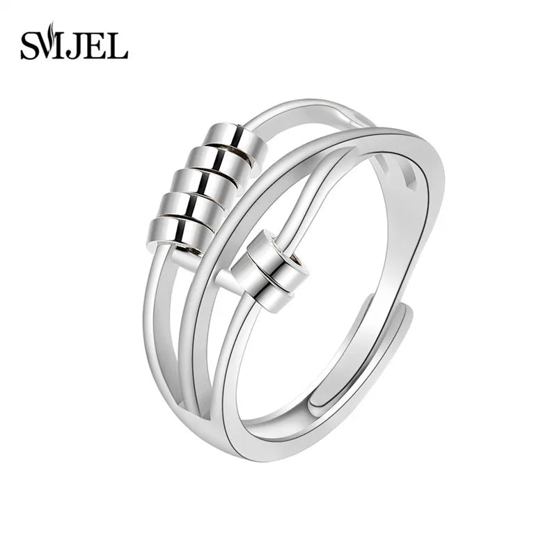 SMJEL Anti-Stress-Angst-Fidget-Spinner-Ring – verstellbarer rotierender Schmuck für Frauen | Entspannung und stilvolle Geschenke