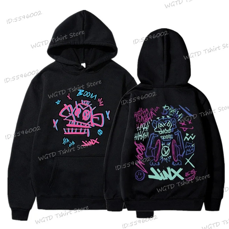Arcane Jinx Anime Hoodie – Lässiger Pullover für Männer und Frauen, Streetwear für Spieleliebhaber und Fans