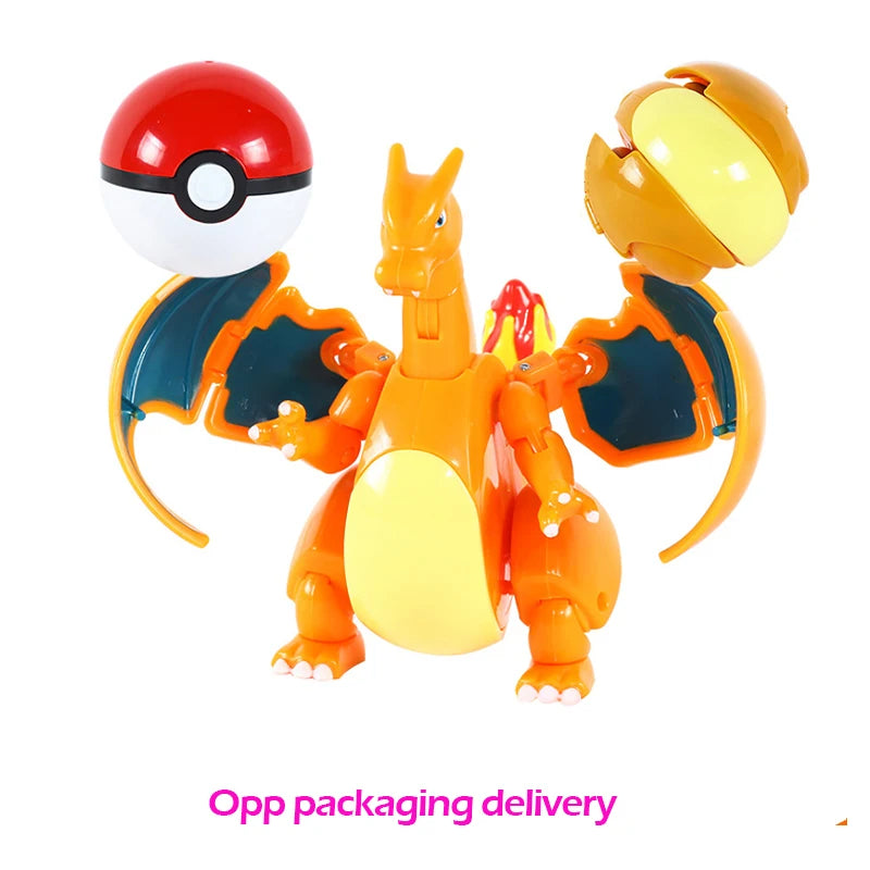 Verwandelnde Pokémon-Pokéball-Figuren – Pikachu, Glurak, Venusaurier, Blastoise, Mewtu, Gyarados, Solgaleo, Lunala und Evoli als Spielzeug