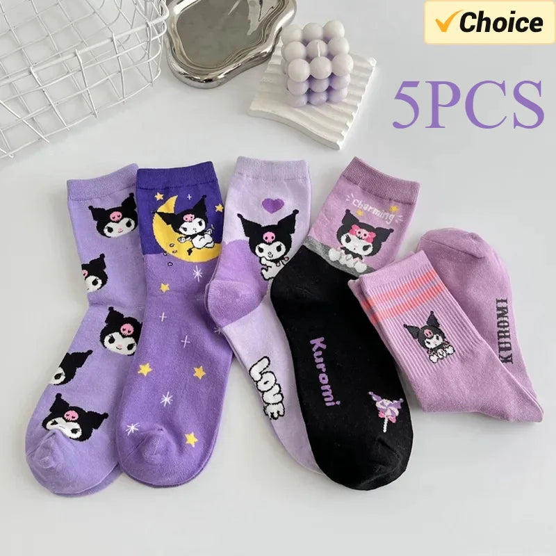 Koreanischer Frühlings- und Sommer-Cartoon-Studentensocken aus weicher Baumwolle, 5-teiliges Set mit Animationsderivat, auffälliges, atmungsaktives Netzgewebe