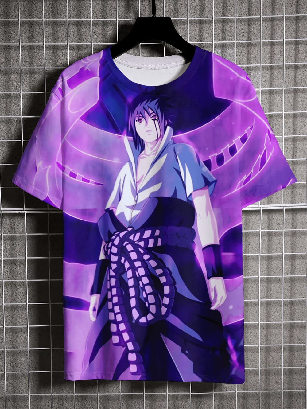 T-shirt imprimé 3D Naruto Uchiha Sasuke pour homme, style hip-hop surdimensionné