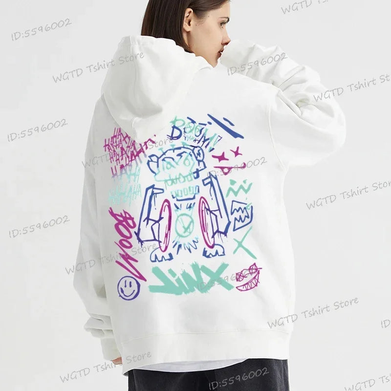 Arcane Jinx Anime Hoodie – Lässiger Pullover für Männer und Frauen, Streetwear für Spieleliebhaber und Fans