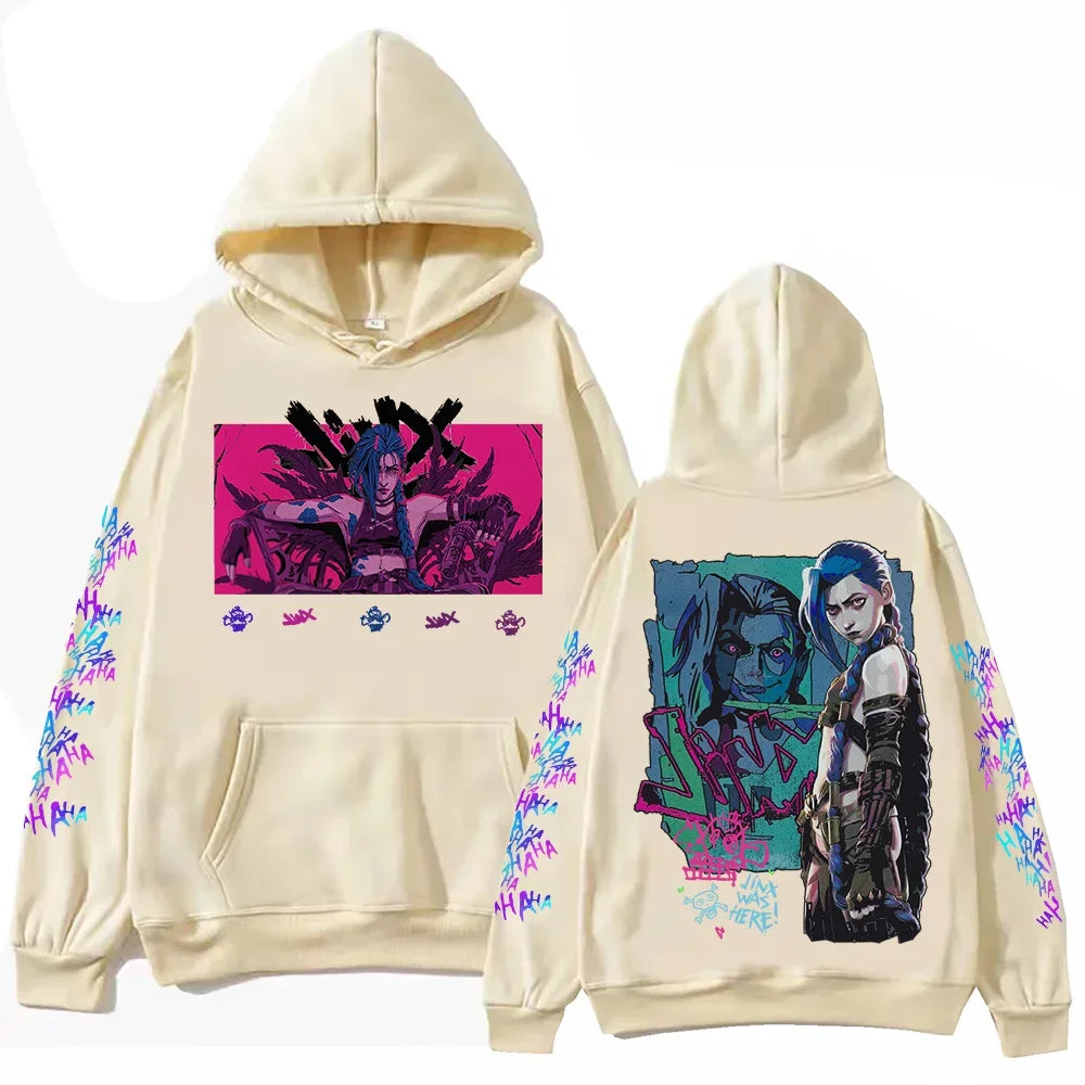 Heißer Anime Jinx Arcane Hoodie – Harajuku Hip Hop Pullover Sweatshirt, Geschenk für beliebte Musikfans