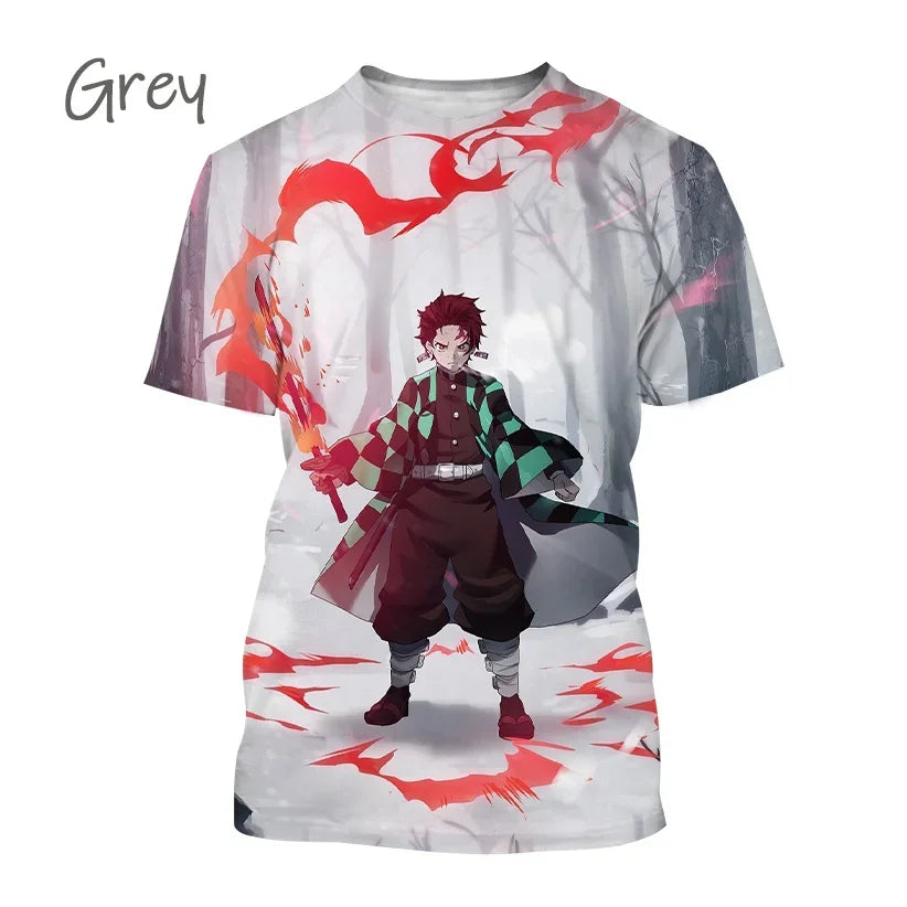 Demon Slayer Kamado Tanjirou T-Shirt 3D Printed Personality Round Neck