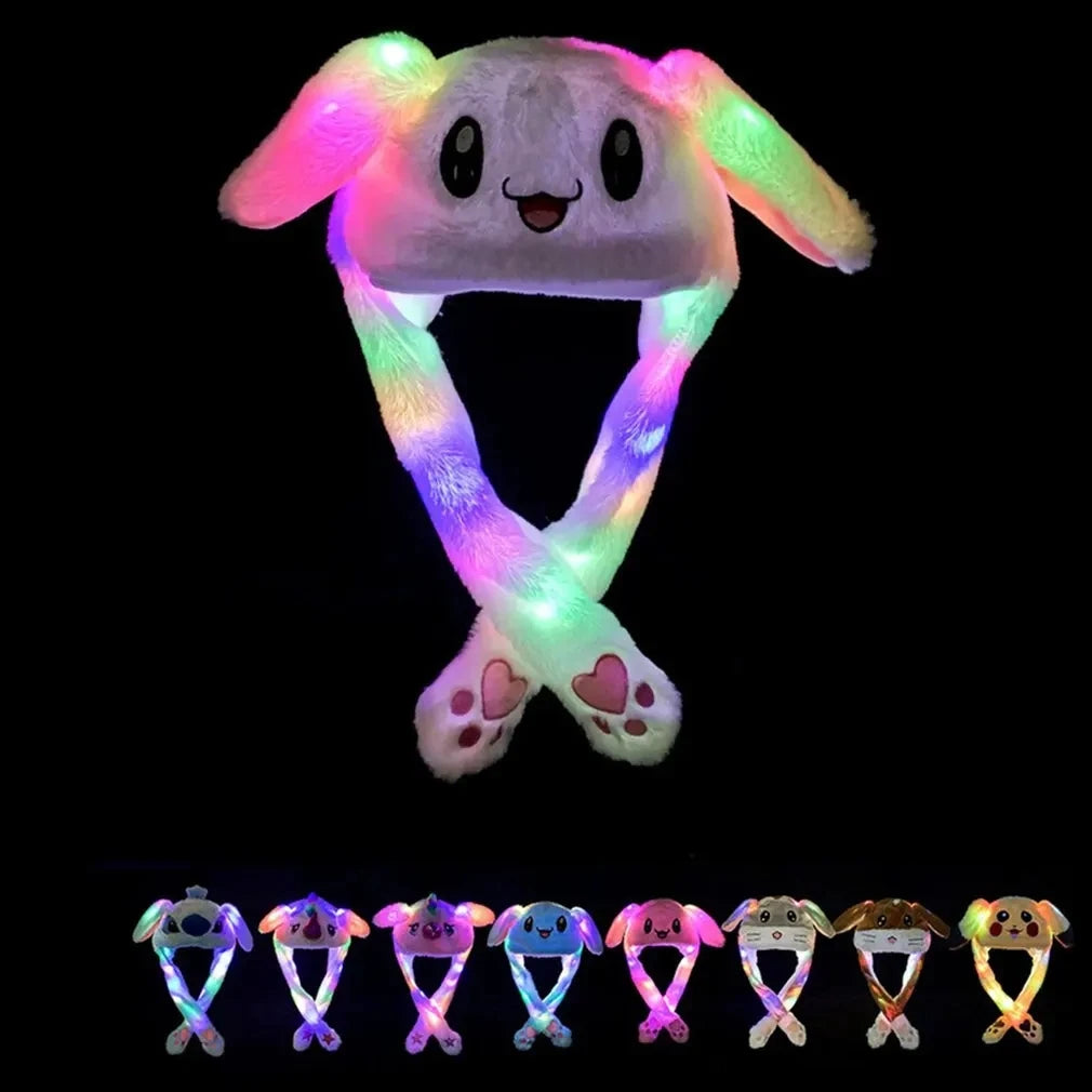 Japanese Anime Bunny Hat – Glowing Plush with Moving Ears