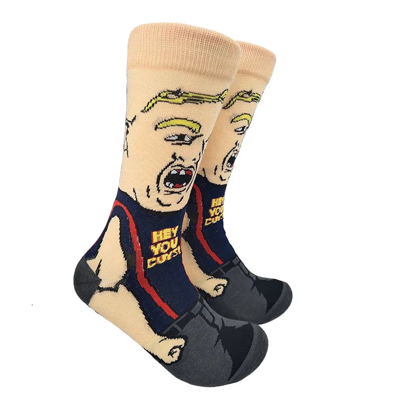 Modische Anime-Socken für Herren – Lustiger Hip-Hop-Stil mit hochwertigen Näh- und Cartoon-Mustern